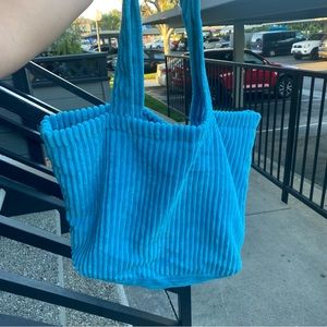 Terry cloth teal beach bag